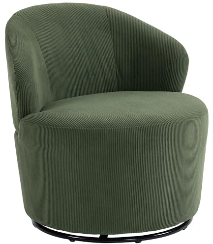 HOMCOM Sessel Drehbar Loungesessel mit Breitem Sitz in Cord-Optik Grün