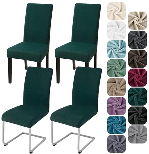 Alishomtll Stretch Samt Stuhlhussen 4er Set Stuhlbezug Schwingstuhl Grün | Elastische Stuhlhussen Schwingstuhl Stuhlbezug Universal hussen für stühle Waschbare Esszimmerstühle Bezug Küche Hochzeit