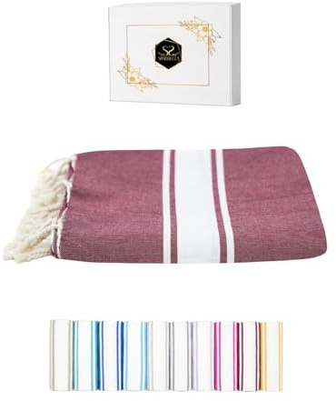 Sandrella Hamamtuch aus 100% recycelter Baumwolle Oeko-Tex tunesisches Strandtuch Sauna Damen & Herren 100x200cm schnelltrocknend I dunkelrot