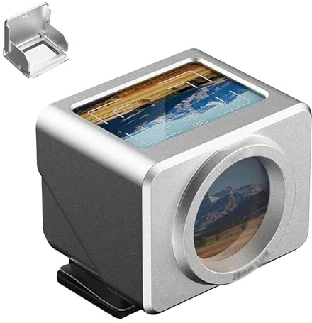 28mm Optical Waist Level Viewfinder, Camera External Optical Viewfinder, Adjustable Hot/Cold Shoe Interface, Detachable Foldable Hood, Aluminum Alloy Body for All Cameras(Silver)