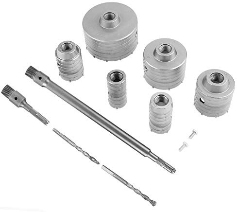 10 Pcs Drill Bit Set, Hollow TCT Drill Bits Cutter Plus Shank, Hole Saw Drill Bits Cutter for Brick Stone Concrete Cement Faucet Ceramic, Porcelain Tiles