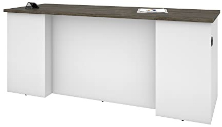 Bestar Norma 71W Desk Shell in Walnut Grey & White