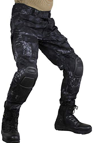 zuoxiangru Herren Taktische Hose Multi-Pockets Militär Camo Outdoor Airsoft Combat Jagdhose mit Knieschützern