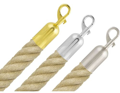 Corde de barrière en chanvre avec extrémités à pression (Ø25 mm) (1,0 m, chrome poli)