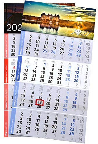 20 Stück 4-Monats-Kalender blau mit Druck Officekalender Bürokalender 2024 inkl. Ihrem 4-Farb-Werbedruck