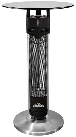 Dellonda Bistro Bar Table with 1600W Patio Heater, 95cm, Black/Stainless Steel - DG63