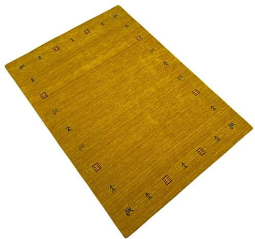 Orientmatta i guld Gabbeh-matta 100% ull Loom handgjord G-630 T (160 x 230 cm)