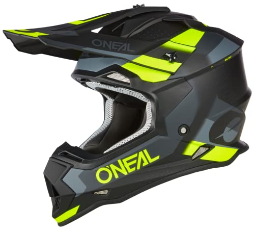 O'NEAL | Casco Motocross | MX | Standard di sicurezza ECE 22.06, aperture di ventilazione per un raffreddamento ottimale | Casco 2SRS SPYDE V.23 | Adulto | Nero Grigio Giallo Neon | Taglia XL