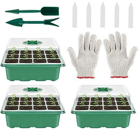 KDXYSL Mini Serra da Interno, 3 Pezzi 12 Celle piantine Vassoio di germinazione, Scatola di Germinazione Kit di Propagazione per Piantine in Serra per Coltivazione