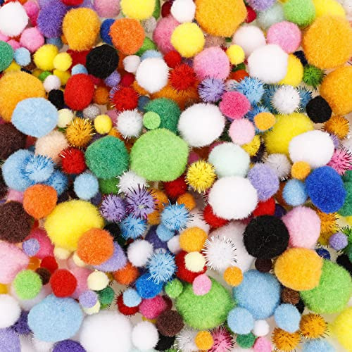 metagio Pompons zum Basteln,1000 Stück Mini Pom Poms,1-3cm Pom Poms für Handwerk Herstellung, Bunte Pompons für Ostern DIY Kreativen Handwerk Dekorationen