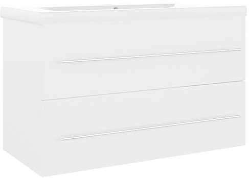 vidaXL Sink Cabinet with Built-in Basin Bathroom Washroom Furniture Storage Cabinet Wash Basin Rack Vanity Unit Organiser White Chipboard