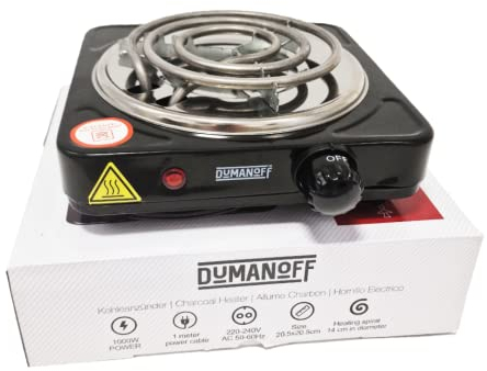 Accendino elettrico a carbone narghilè, 1000 W, piastra riscaldante per carbone naturale, diametro 14 cm, colore nero