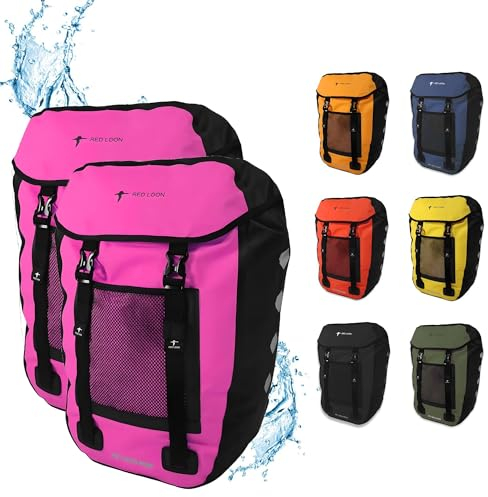 Red Loon wasserdichte Fahrradtasche Gepäckträger robuste Fahrradtasche hinten Gepäckträger - Fahrradtaschen für Gepäckträger ebike - regenfeste Fahrradtasche Gepäckträger E-Bike - Pink