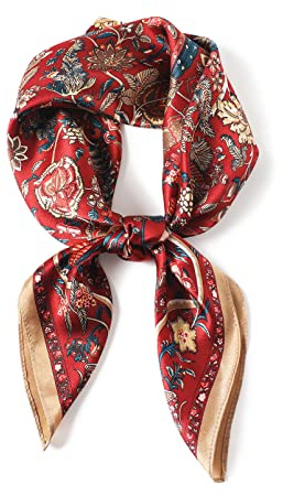 100% Pure Mulberry Silk Square Scarf for Hair-27''x27''- Women Silk Neckerchief Head Wrap Scarf