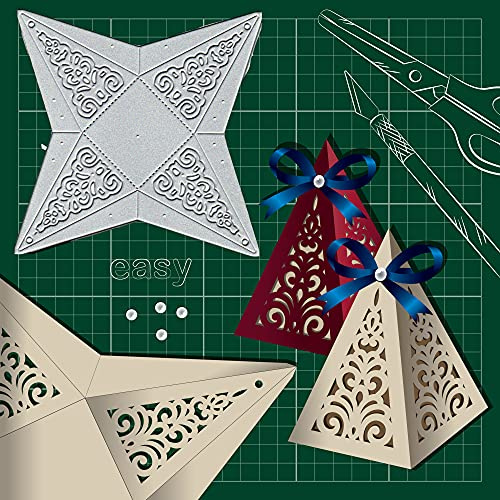 lilyshopingstore Bonbon-Geschenk-Pyramiden-Box, Metall-Stanzformen, Weihnachtsgeschenkschachtel, Kartenausstanzformen, Stanzschablonen, DIY-Scrapbooking, Fotoalbum, dekorative Prägung, Papierkarten