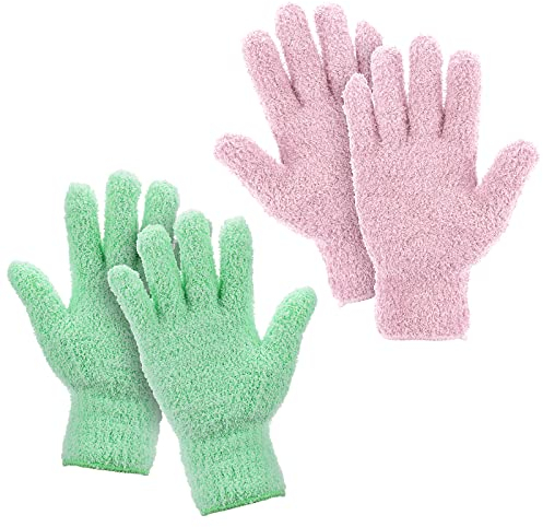 2 Pairs Microfiber Dusting Gloves Flexible and Convenient No Shedding Dust Cleaning Glove, Wipes for Blinds, Lamps, Car, Furniture, and Hard-to-Reach Corner Gaps