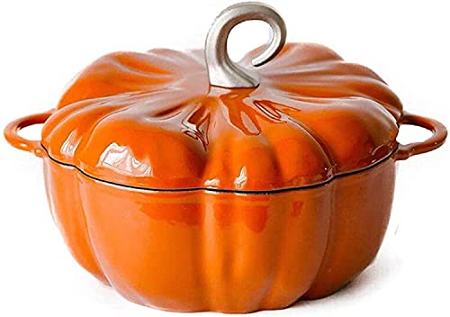 Casseroles avec couvercles Casserole à soupe Casserole cocotte Jolie citrouille avec couvercle Marmite à ragoût en fonte Bonne étanchéité pour toutes les sources de chaleur Marmite à soupe 3,76 L Ca