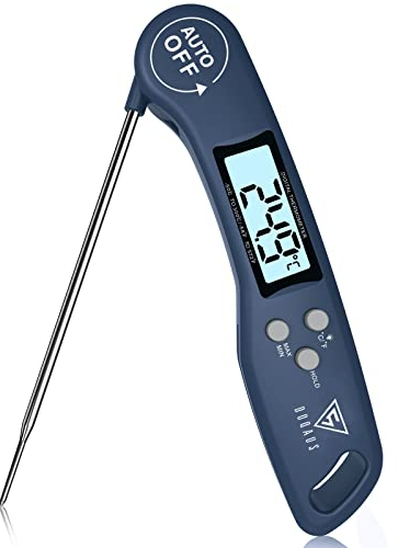 DOQAUS Grillthermometer Fleischthermometer Küchenthermometer Bratenthermometer Kochthermometer mit 3s Sofortiges Auslesen, LCD Bildschirm und Lange Sonde, für Kochen, BBQ (Navyblau)