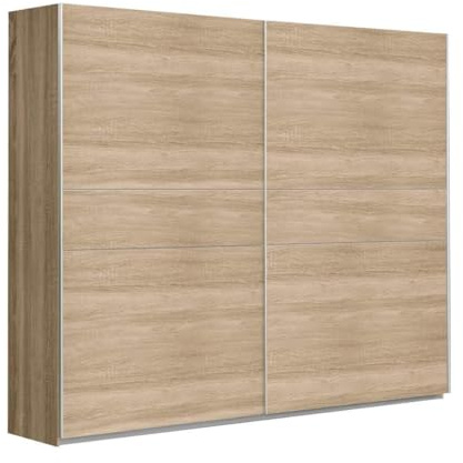 Home Heavenly® - Armario Paris 220 cm – Armario de Puertas Correderas con Estantes y Barras de Colgar – Diseño Nórdico 220x61x210 cm Color : Roble