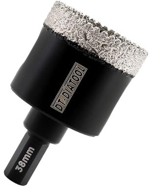 DT-DIATOOL Diamond Core Drill Bit 38mm, Diamond Hole Saw with Triangle Shank for Porcelain Tile Ceramic Tile Marble Granite