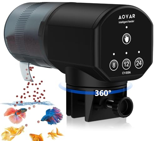 Mangiatoia Automatico per Acquario Ciboi Distributore: 200ML Alta Capacità Pesci Alimentatore A Prova di Umidità Distributore Automatico Cibo Pesci per Serbatoio