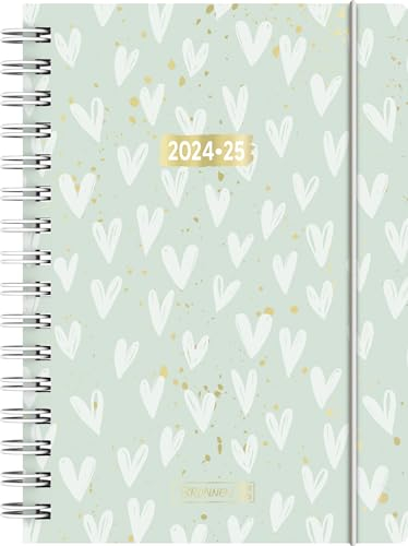 BRUNNEN Schülerkalender (2024/2025) „Hearts“, 1 Seite = 1 Tag, A5, 352 Seiten, mint