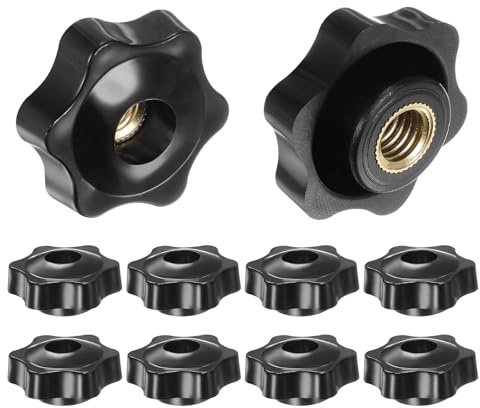 QUARKZMAN 10 Stück Sterngriffmutter M10 Flügelmuttern mit Gewinde, Rändelmutter Handgriff Durchgangsloch Klemmmutter 38mm Spannknopf für Werkzeugmaschinen Anlagen Fitnessgeräte, Schwarz