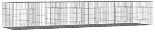 FOZICV Kaninchenkäfig im Freien 6 Paneele 327x79x54 cm Verzinktes Eisen Langlebiges Material Drahtrahmens Hasenstall Belüftet Kaninchengehege Geräumig Bereitstellung von Ausreichend Platz
