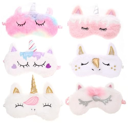 minkissy 6stücke Augenmaske Zum Schlafen Aus Angenehmem Material Lichtundurchlässig Für Optimalen Schlaf Tragbar Für Reisen Mit Cartoon-design