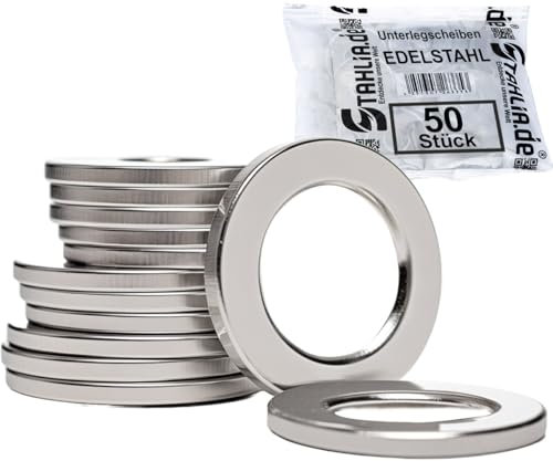 Stahlia Unterlegscheiben M6 Edelstahl Scheibe (50 Stück) DIN 125 ISO 7089 Beilagscheiben Distanzscheiben U-Scheiben Metallscheiben A-Form