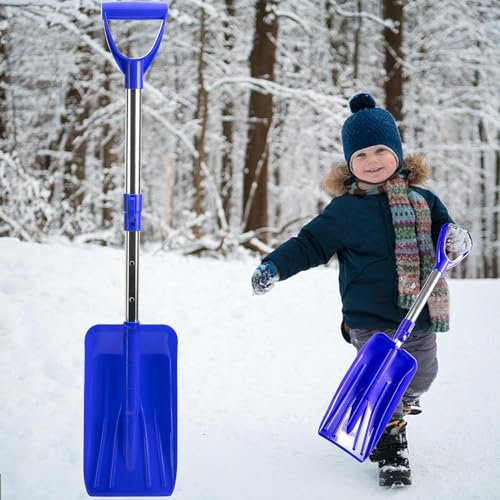 Pala da neve regolabile per bambini, 70-82 cm, pala da neve rimovibile con manico a D, pale da neve per bambini, attività all'aperto in giardino