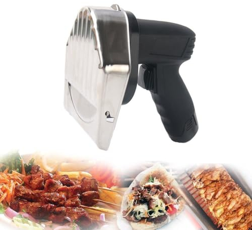 NVYAZJ Coltello Elettrico per Gyros Kebab, taglierina Portatile per shawarma, taglierina Professionale in Acciaio Inox, affettatrice per Kebab, Coltello per Gyros a fette per shawarma, Nero