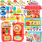 SaiXuan 55 PCS Knete Dough Set für Kinder, DIY Eiscreme, Burger und Lebensmittel Formen Set für Kinder, Knete Eismaschine, Lebensmittelformen und 12 Dosen Knete, Spielzeug Geschenk Mädchen Junge
