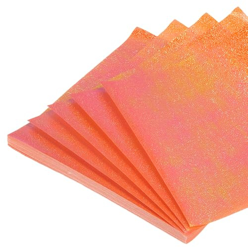 QUARKZMAN 50 Blatt Glitzer Origami Papier 10x10cm Glänzend Funkelndes Quadratisches Falt Papier 10x10cm Schillerndes Papier für DIY Kunst, Handwerk Dekor, Orange