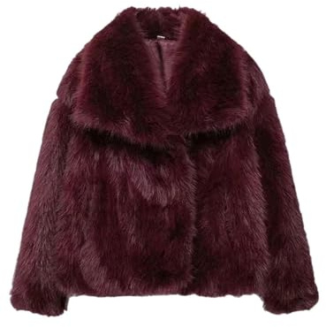XMAIYIF Abrigo Chaqueta para Mujeres Soporte Suelto Collar De Manga Larga Abrigo para Mujeres-Fucsia-XS