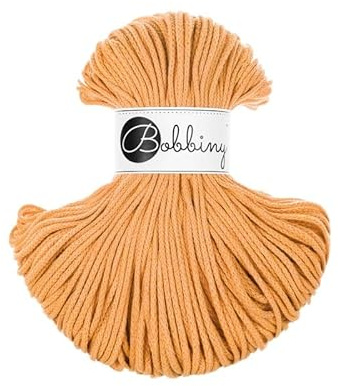 Bobbiny Junior Baumwoll-Flechtschnur - 3mm x 100m - Vielseitige Makramee-Kordel für Stricken, Weben, DIY-Basteln und Heimdekoration - Hochwertige Bunte Bastelschnur - Orange
