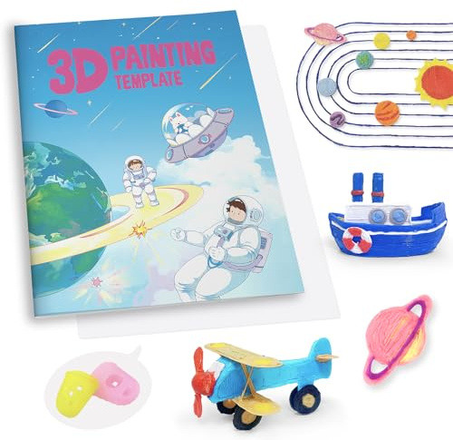 SONGTIY Libro de Dibujo de Pintura 3D, 40 Patrones Reutilizables Plantilla de Pintura de Graffiti, Moldes Creativos de Plantilla con Una Placa de PVC para Principiantes y Artesanos, DIY Ideas Regalo