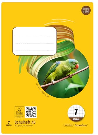 Style Schulheft - 10 Hefte à 32 Blatt, DIN A5, 80 g/m², kariert 7 mm | Lineatur 7, hochwertiges Papier, ausgezeichnet mit dem EU Ecolabel, praktische Details