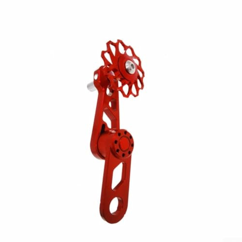 Tensor de cadena de bicicleta, Bicicleta plegable de aleación de aluminio Convertidor de velocidad única Desviador trasero de bicicleta para MTB Road Racing Bike (rojo)