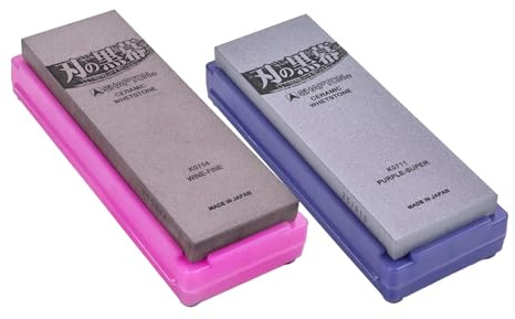 SHAPTON Ha No Kuromaku Japanese Ceramic Whetstone set of two (Enji (Fine #5000) Murasaki (Super #30000))