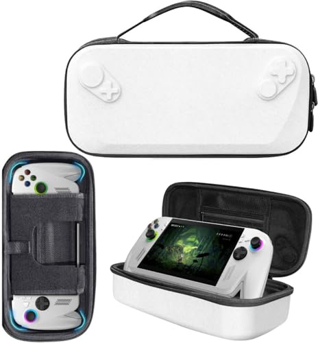 AZURAOKEY Case di trasporto Compatibile con Rog Ally X 2025, custodia portatile portatile per lo stoccaggio, borsa da viaggio di capacità per Rog Ally X Gaming Handhell ​​e accessori, White