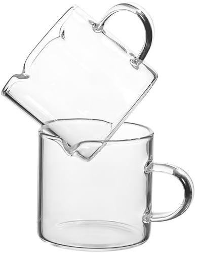 jojofuny 2 piezas Tazas Café Vidrio Borosilicato Resistente Calor Pequeñas Jarras Cremera Transparentes para Espresso y Té Diseño Seguro con Asa Cómoda para Uso Diario