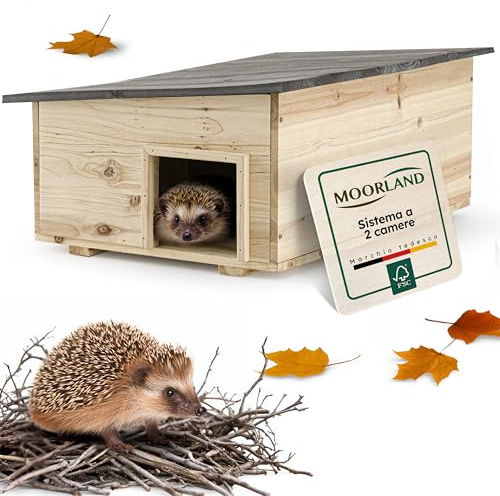 Moorland Abris pour Hérissons en Bois FSC 54×38 cm – Cabane pour Herisson Extérieur avec Toit Amovible Anthracite & Entrée Labyrinthe – Maison Herisson Extérieur Spacieux & Résistant – Modèle IH5