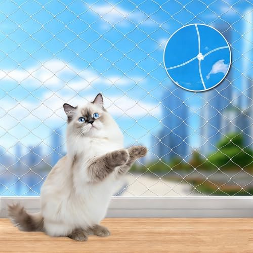 Exsink Filet De Protection Chat 10 X 3M, Protection Balcon Chat Découpable | Filet Balcon Chat Transparent, Robuste, Résistant au Vieillissement, pour Balcons, Terrasses et Fenêtres