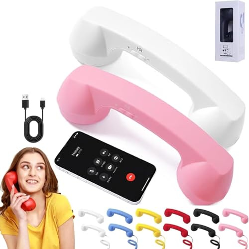 Auricular De Teléfono Retro, con Conector Tipo C Y Bluetooth, Estilo Teléfono Fijo, Adaptador De Teléfono Vintage A Fijo, Compatible con Teléfonos Móviles, con Botón De Respuesta, Micrófono Y Altavoz