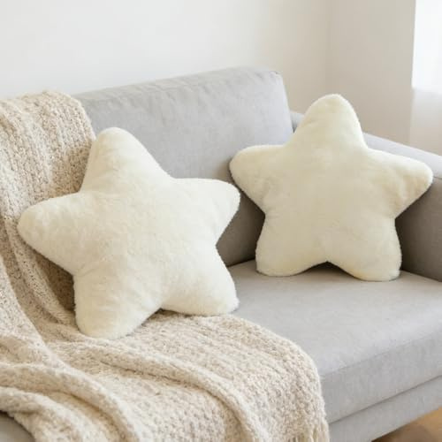 RNPKZ Plush Star Pillow 46x36CM, 2 Pack Washable Soft Fluffy Decorative Star Shaped Pillow, Star Shaped Decorative Pillow, Cute Fuzzy Throw Pillows for Bedroom, Living Room, Sofa, Bed, Chair Decor