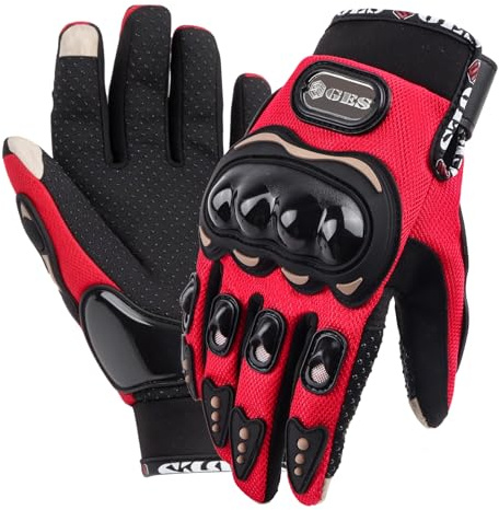 GES Motorcycle Riding Gloves for Men, All-Weather Full Finger Touch Screen Gloves, Breathable Water Resistant Motocross Racing Gloves for ATV, Dirt Bike, Scooter