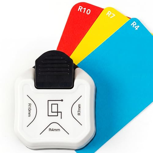 Hörnavrundare - för radier 4, 7 och 10 mm - Svart + Vit - för lamineringsfickor, papper, kort, foton, handouts, certifikat och dokument - 3-i-1