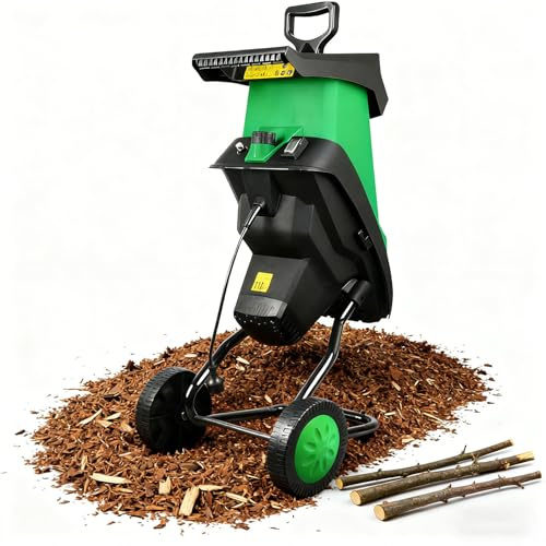 Trituratore Elettrico Da Giardino 2400 W, Gestisce Rami Fino A 4 Cm Di Spessore, Con 2 Set Lame In Acciaio Al Manganese E Sacco Raccolta 50 Litri