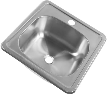 Vvikizy RV-Waschbecken aus Edelstahl 304, Verschleißfest, für Küche, Badezimmer, Waschbecken, 40-mm-Auslass, für Wohnmobil, Imbisswagen, Boot, 38,1 X 38,1 X 15,9 Cm
